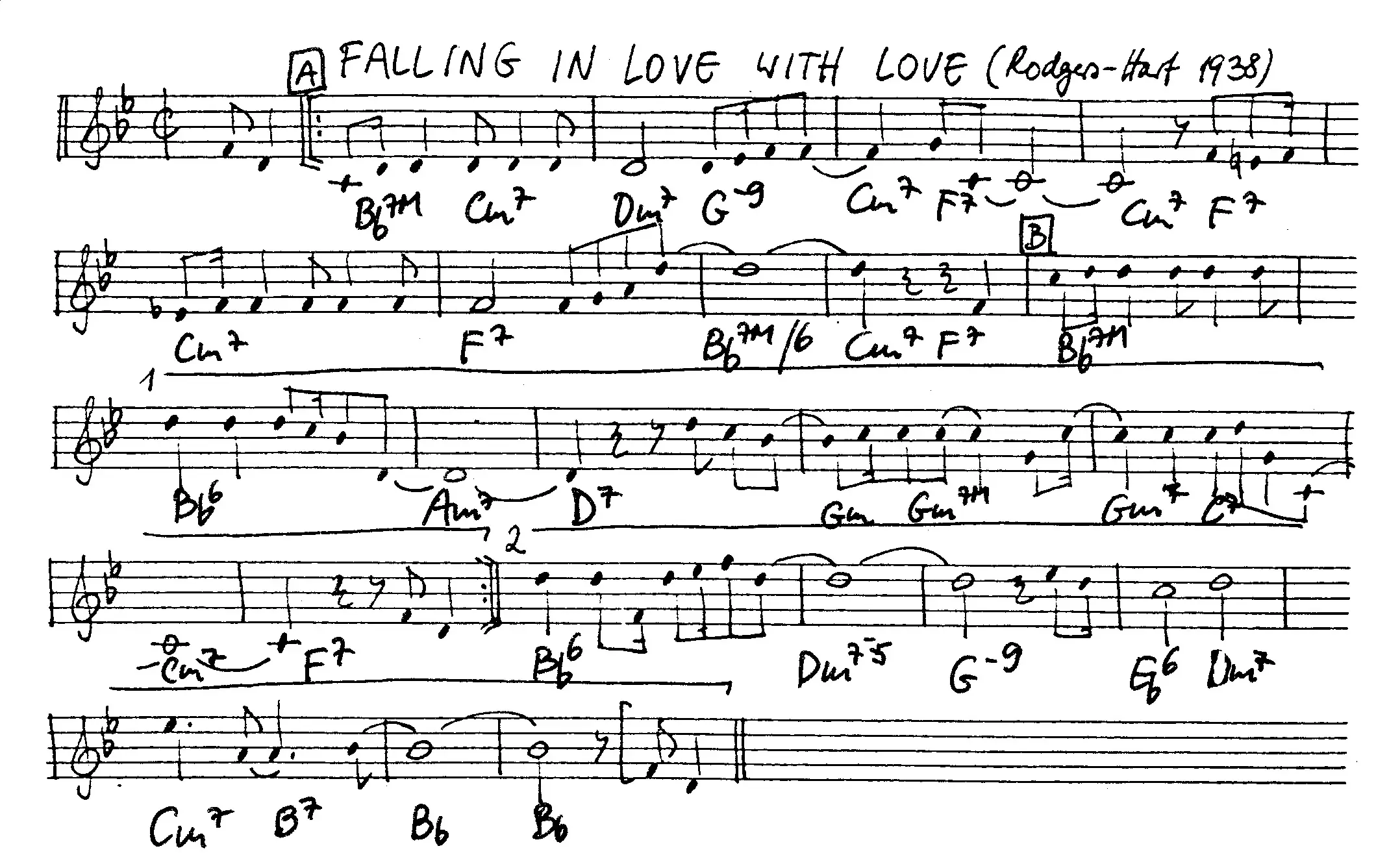 falling in love with love 4-4 free jazz leadsheet - Courtesy of the Jungle Jazz Band